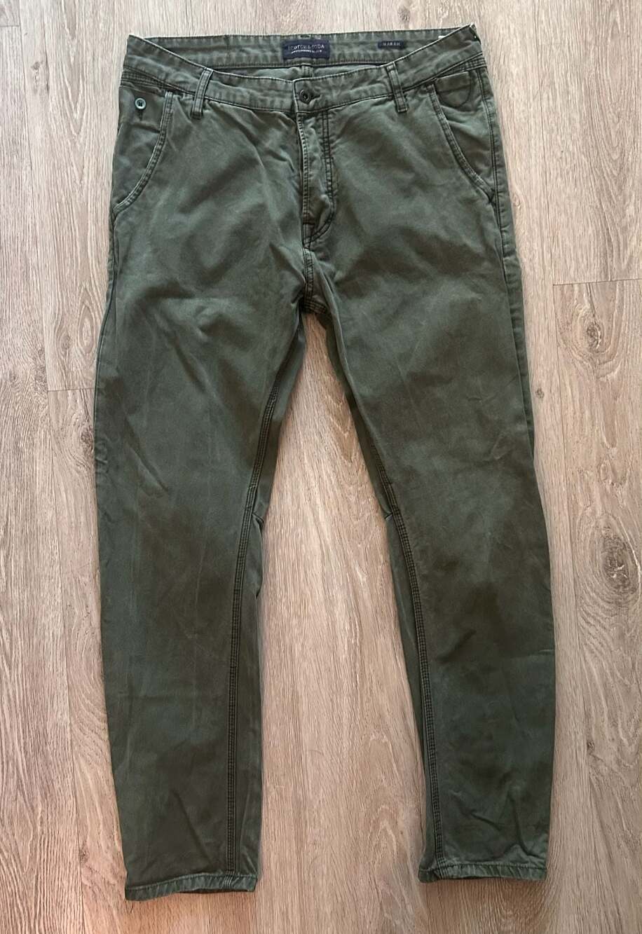 Scotch & Soda Amsterdams Blauw Mailer Olive Green Chino Pants W:34 L:32